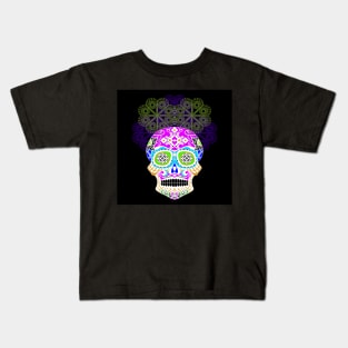 ñanduti night light ecopop skeleton catrina head in street graffiti style artsy 2 Kids T-Shirt